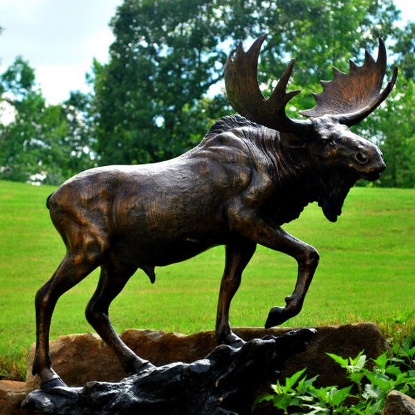 Moose Sculpture Bronze Large Lodge Monumental Size High End